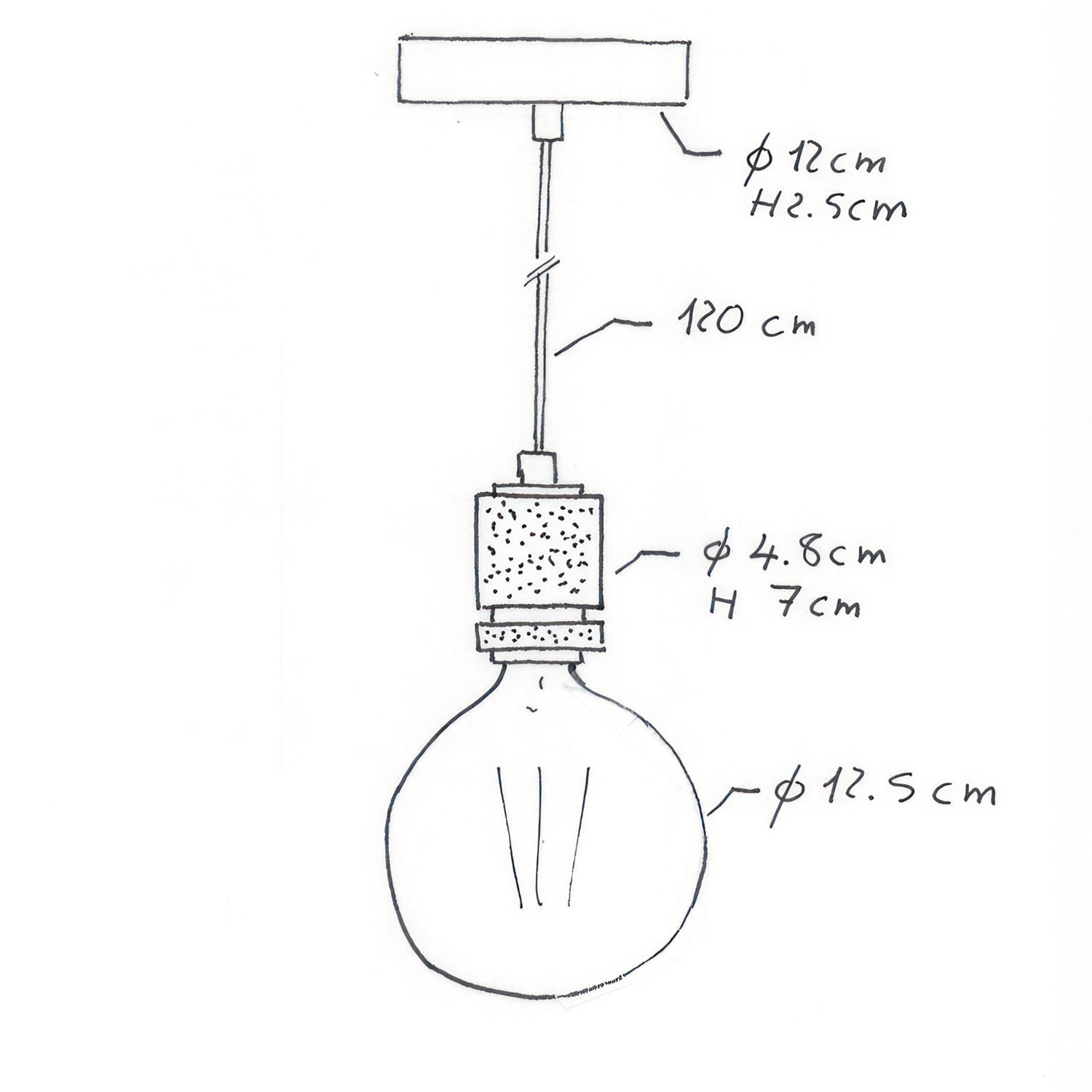 Lampa wisząca z kablem w oplocie i oprawką z radełkowanego aluminium - Made in Italy