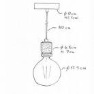 Lampa wisząca z kablem w oplocie i oprawką z radełkowanego aluminium - Made in Italy