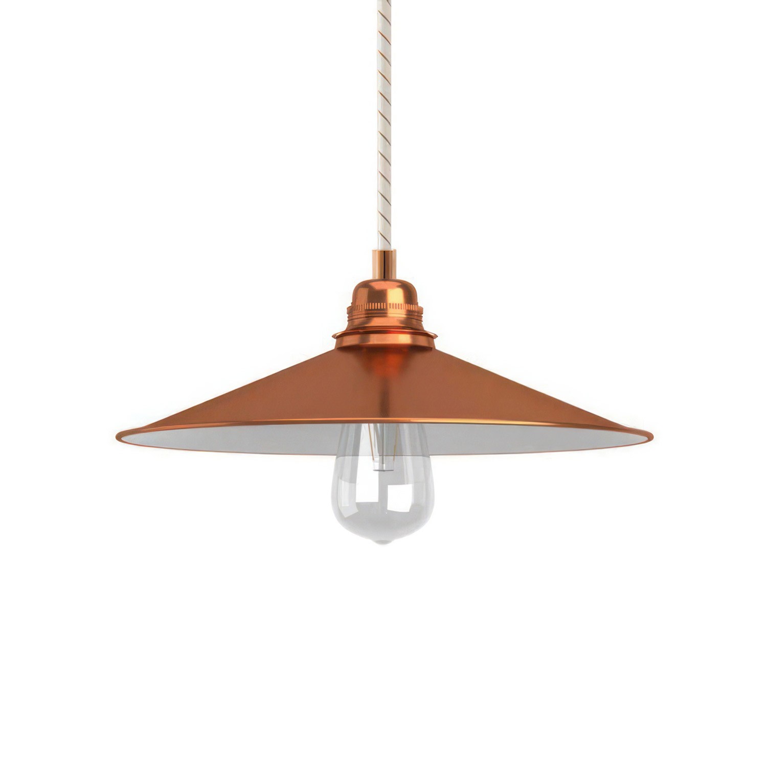 Pendant lamp with textile cable, Swing lampshade and metal details - Made in Italy - Bulb included