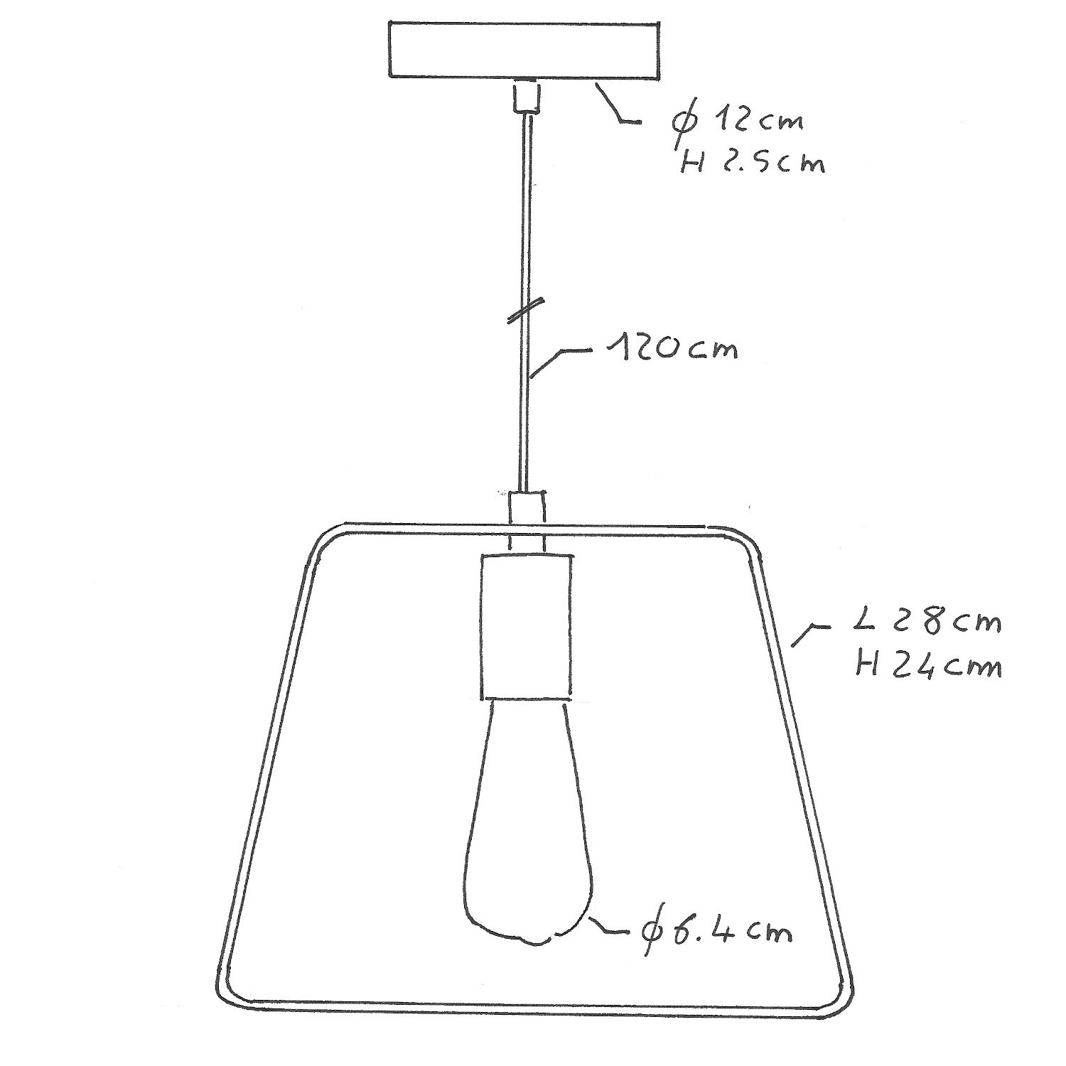 Lampa wisząca z kablem w oplocie, kloszem Duedì Base i metalowymi elementami - Made in Italy