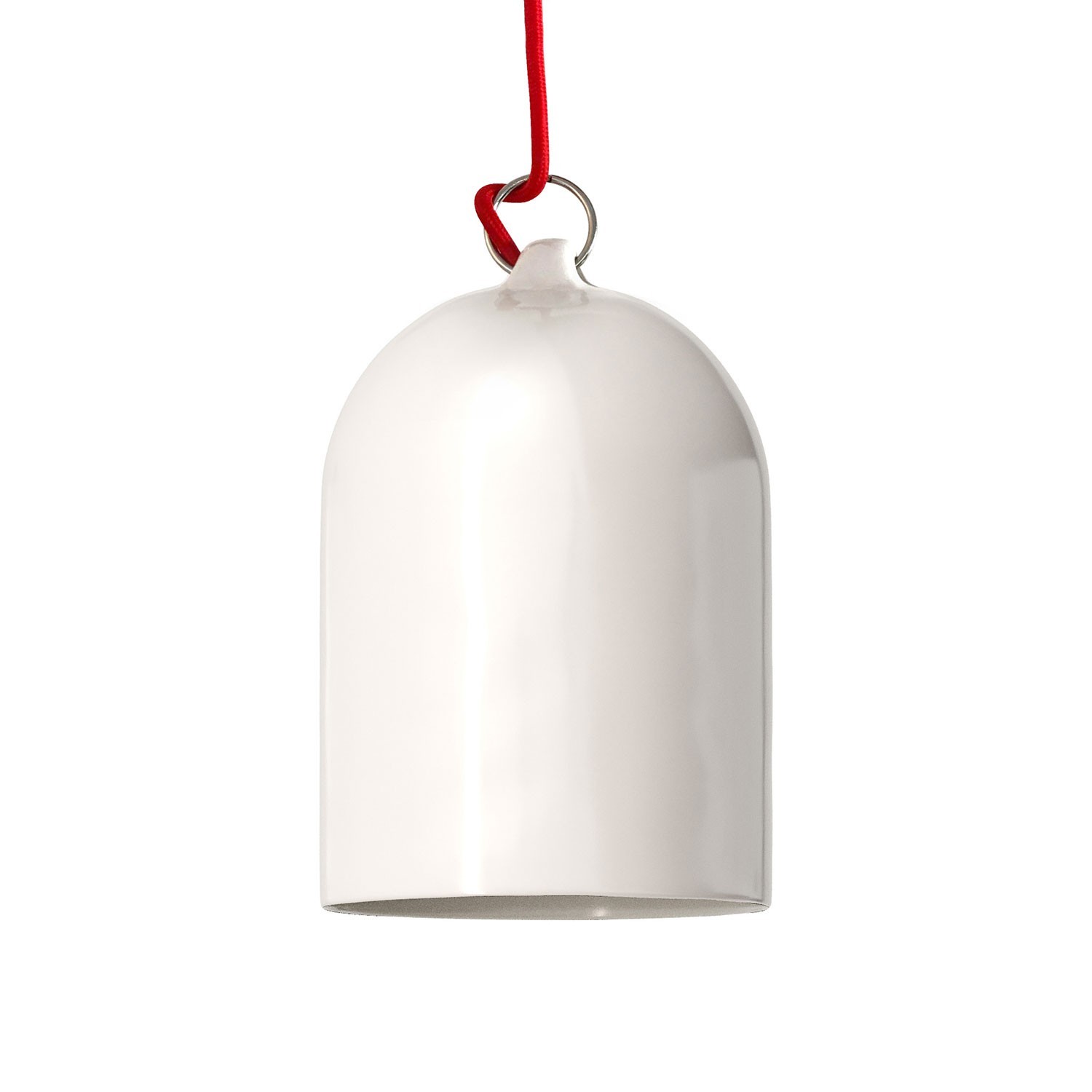 Pendant lamp with textile cable and lampshade Mini Bell XS ceramic shade - Made in Italy - Bulb included