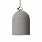 Pendant lamp with textile cable and lampshade Mini Bell XS ceramic shade - Made in Italy - Bulb included