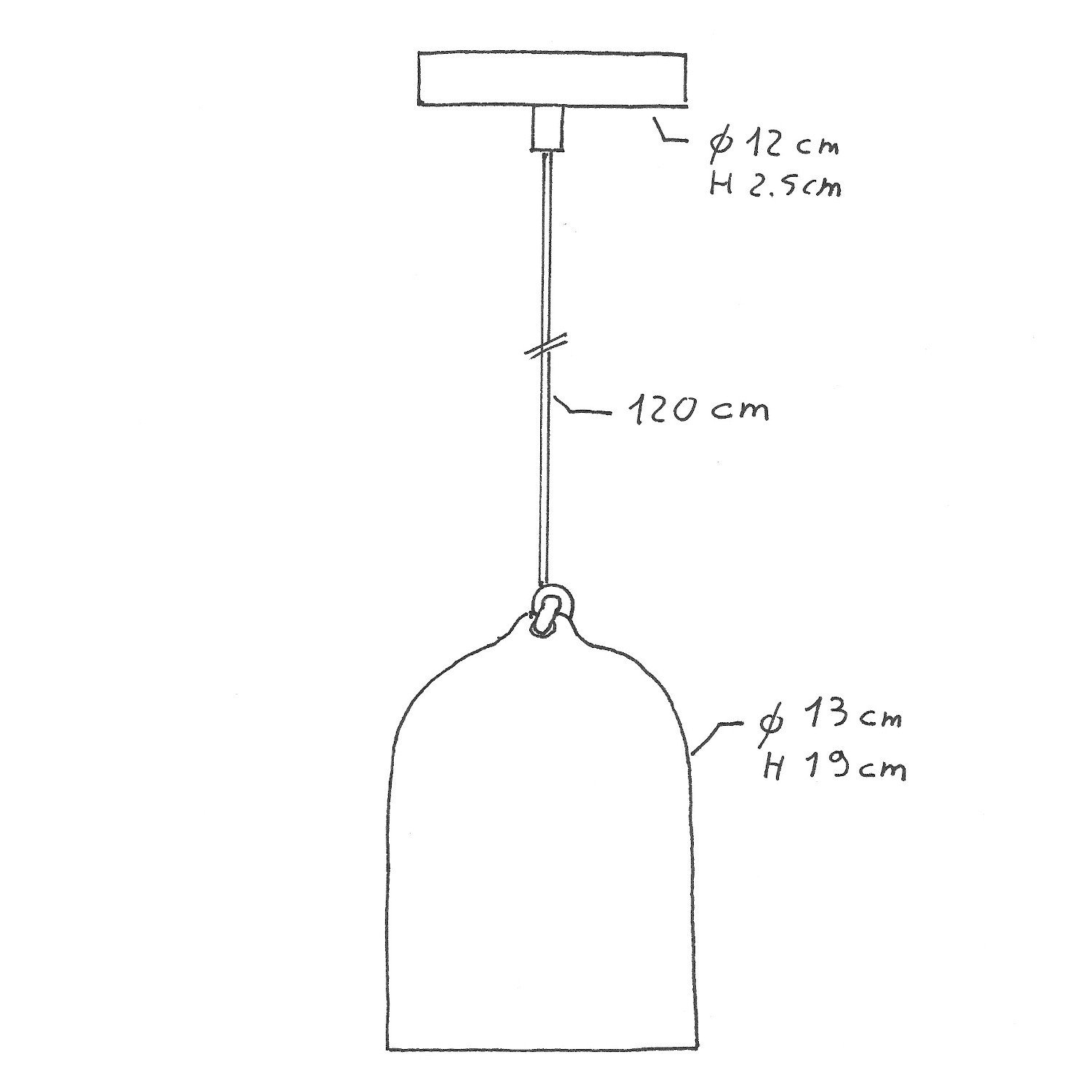 Lampa wisząca z kablem w oplocie i kloszem ceramicznym Mini Bell XS - Made in Italy