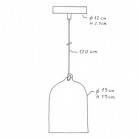 Candeeiro suspenso com cabo têxtil e abajur Mini Bell XS em cerâmica - Fabricado em Itália