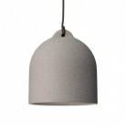 Pendant lamp with textile cable and lampshade Bell M in ceramic - Made in Italy - Bulb included