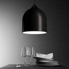 Pendant lamp with textile cable and lampshade Bell M in ceramic - Made in Italy - Bulb included