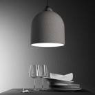 Pendant lamp with textile cable and lampshade Bell M in ceramic - Made in Italy - Bulb included