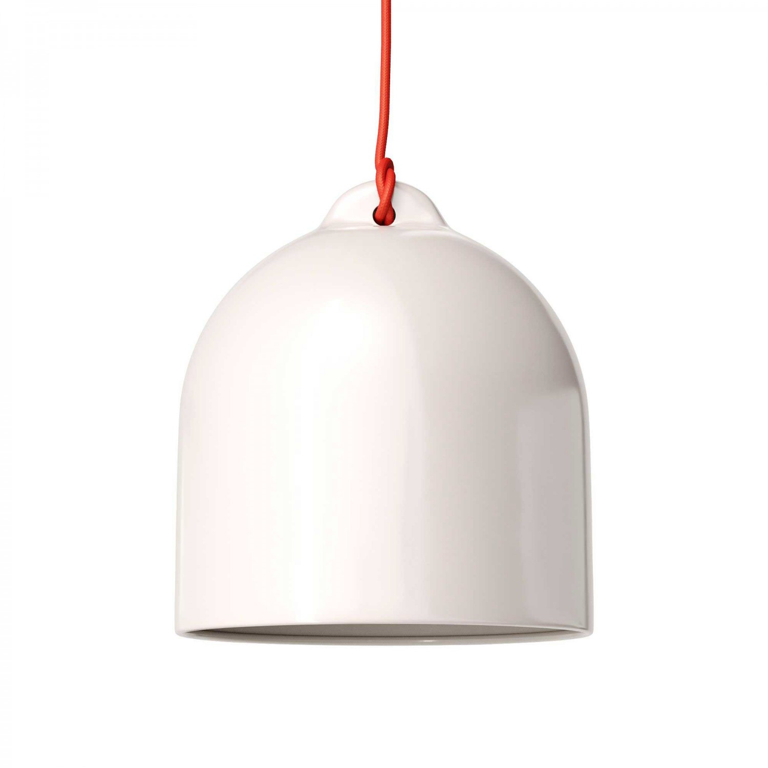 Lampa wisząca z kablem w oplocie i kloszem Bell M z ceramiki - Made in Italy