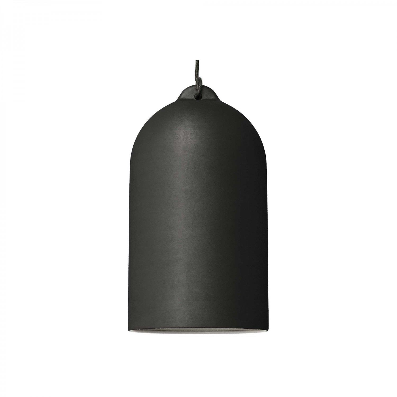 Pendant lamp with textile cable and Bell XL ceramic lampshade - Made in Italy - Bulb included