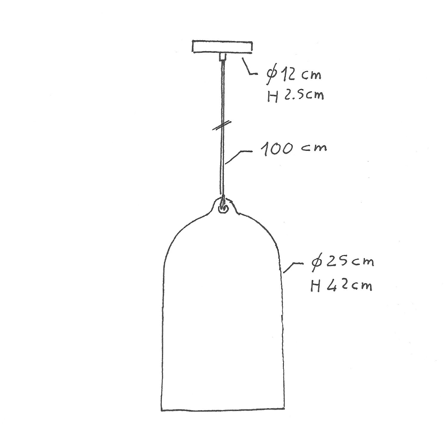 Függeszték textilkábellel és Mini Harang XL kerámia lámpabúrával - Made in Italy