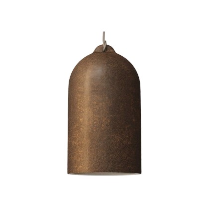 Lampa wisząca z kablem w oplocie i ceramicznym kloszem Bell XL - Made in Italy