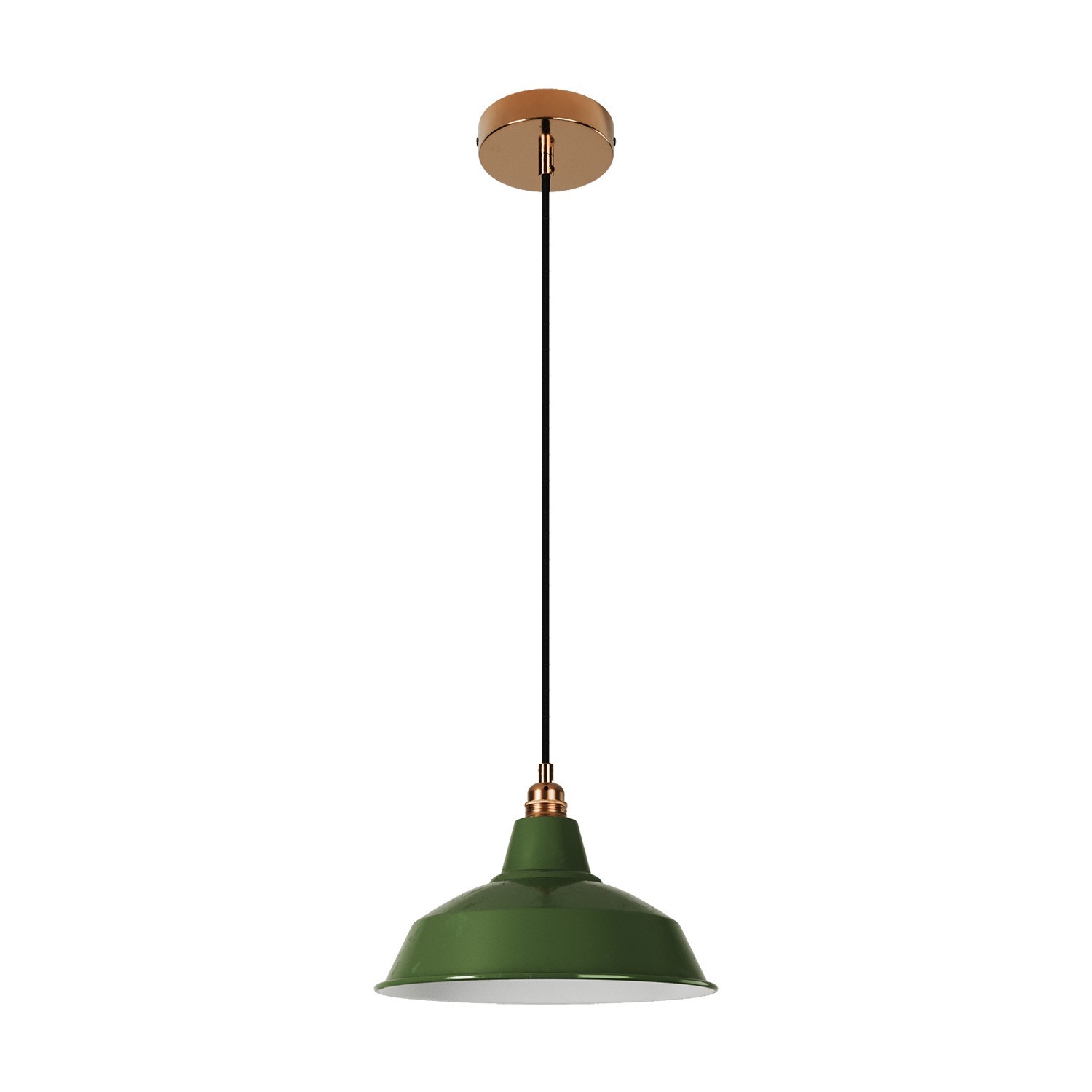Pendant lamp with textile cable, Bistrot lampshade and metal details - Made in Italy - Bulb included