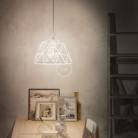 Pendant lamp with textile cable, Dome lampshade and metal details - Made in Italy - Bulb included