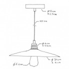 Candeeiro suspenso com cabo têxtil, abajur Dish em cerâmica e detalhes em metal - Fabricado em Itália