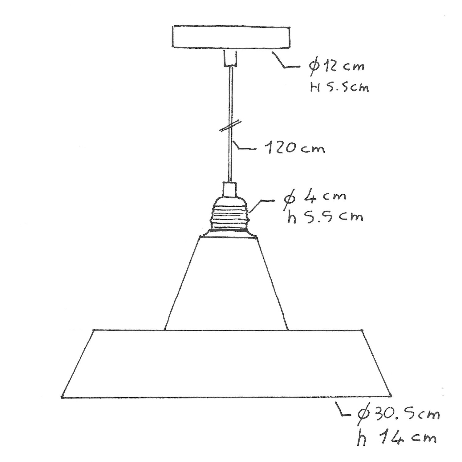 Závesná lampa s textilným káblom, industriálnym keramickým tienidlom a kovovými detailmi – Vyrobená v Taliansku