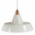 Lampa wisząca z kablem w oplocie, kloszem ceramicznym Industrial i metalowymi elementami - Made in Italy