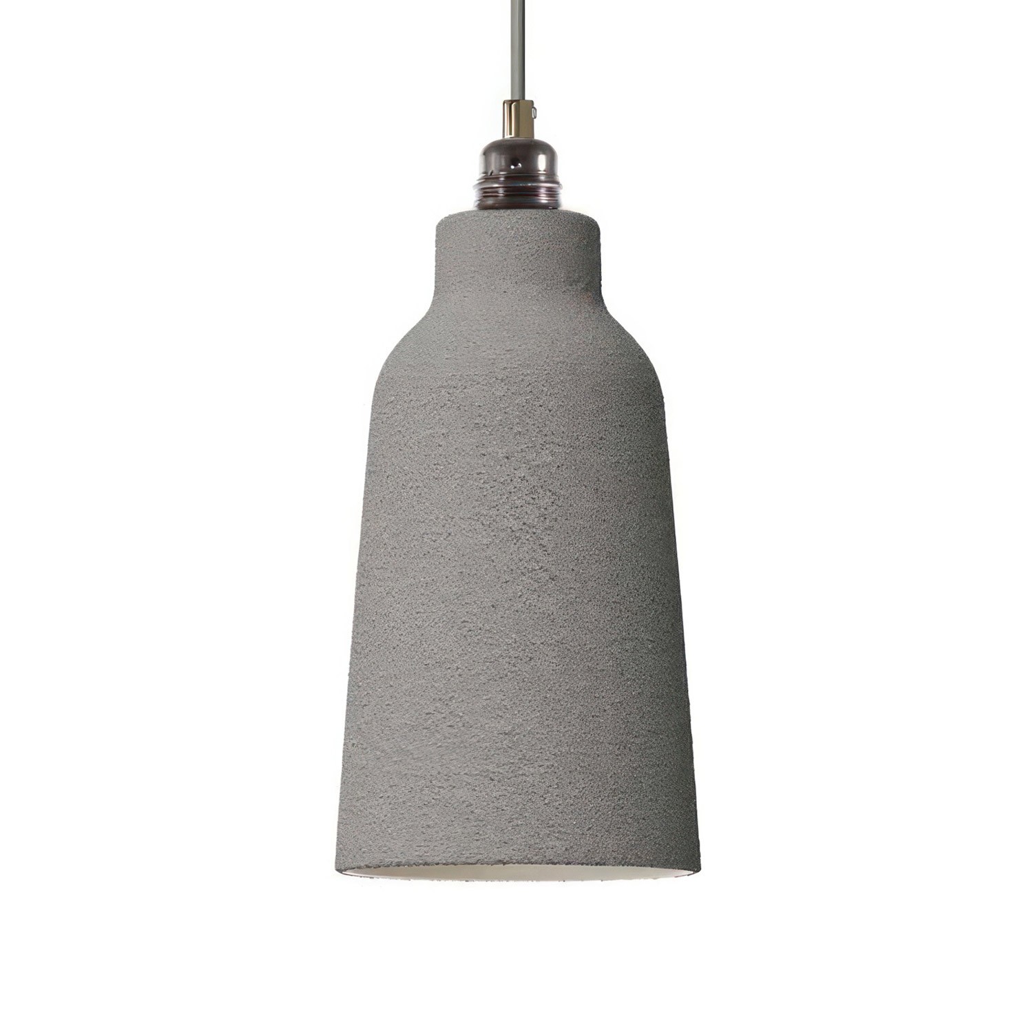 Pendant lamp with textile cable, Bottle ceramic lampshade and metal details - Made in Italy - Bulb included