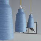 Pendant lamp with textile cable, Bottle ceramic lampshade and metal details - Made in Italy - Bulb included