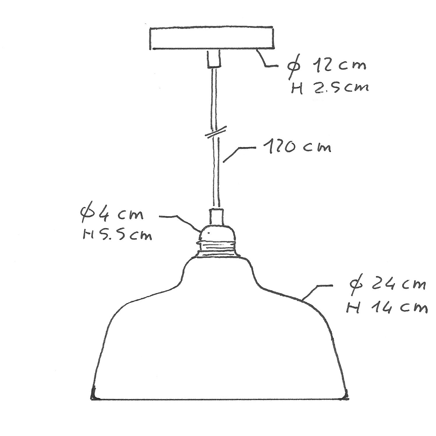 Lampa wisząca z kablem w oplocie, ceramicznym kloszem Cup i metalowymi elementami - Made in Italy