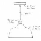 Pendelleuchte inklusive Glühbirne, Textilkabel, tassenförmigem Lampenschirm aus Keramik und Metall-Zubehör - Made in Italy