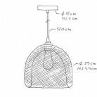 Candeeiro suspenso com cabo têxtil, abajur de grade XL Ghostbell e detalhes em metal - Fabricado em Itália