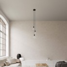 3-light multi-pendel lampe med stofkabel og metal finishes