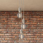 3-light multi-pendel lampe med stofkabel og metal finishes