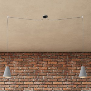 Spider - 2-light multi-pendellampe Made in Italy med stofkabel og lampeskærm i beton