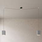 Spider - 2-light multi-pendellampe Made in Italy med stofkabel og lampeskærm i beton