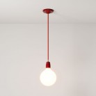 Pendant lamp with textile cable and coloured porcelain details - Made in Italy - Bulb included