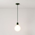 Pendant lamp with textile cable and coloured porcelain details - Made in Italy - Bulb included