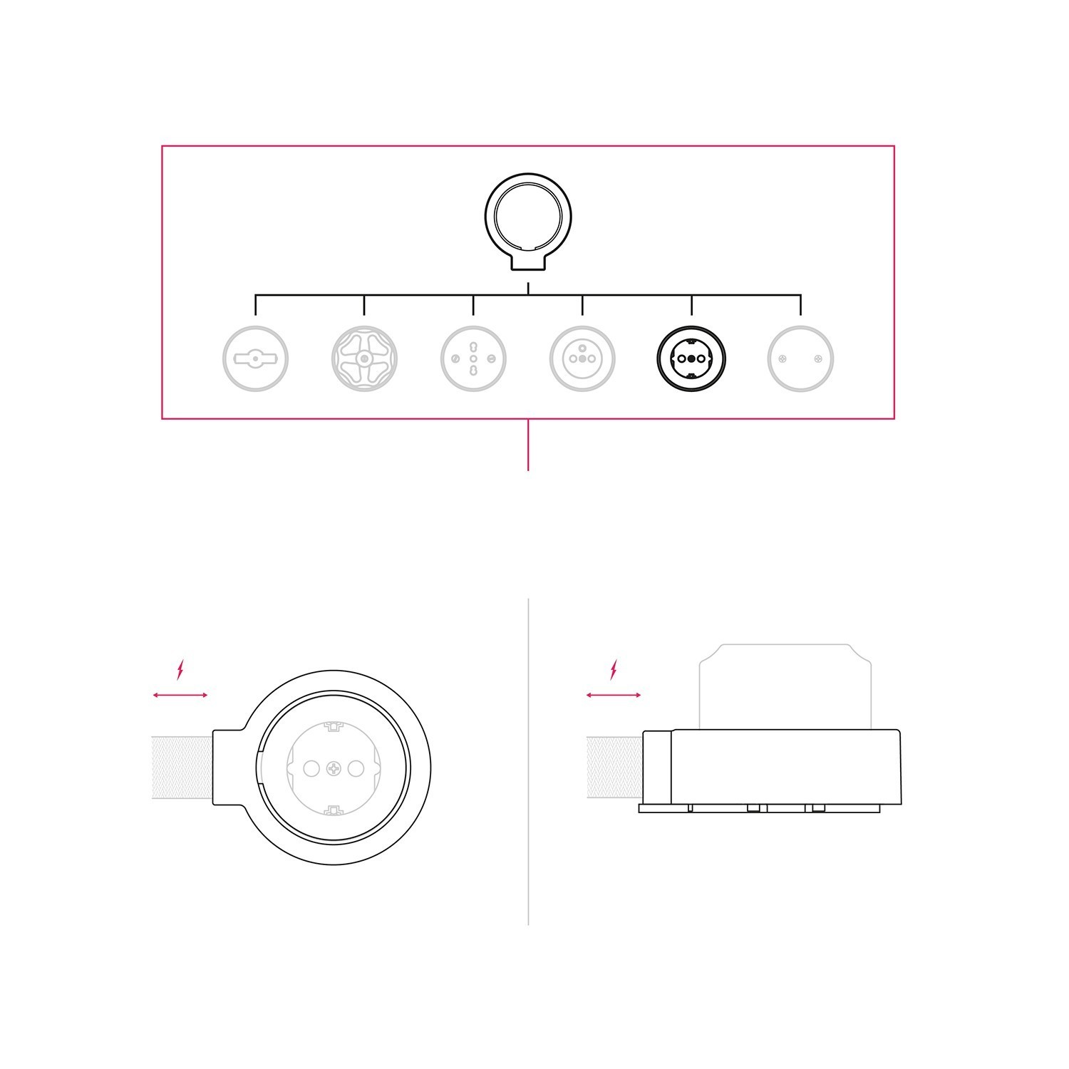 Plug Schuko de parede e base para Creative-Tubes em porcelana