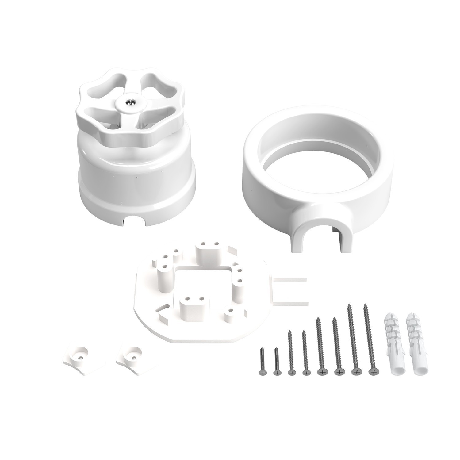 Switch/Diverter kit with knob and base for Creative-Tubes in white porcelain