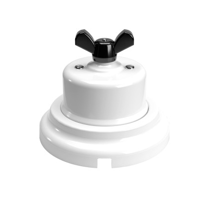 Switch/Diverter kit with butterfly nut and base in white porcelain
