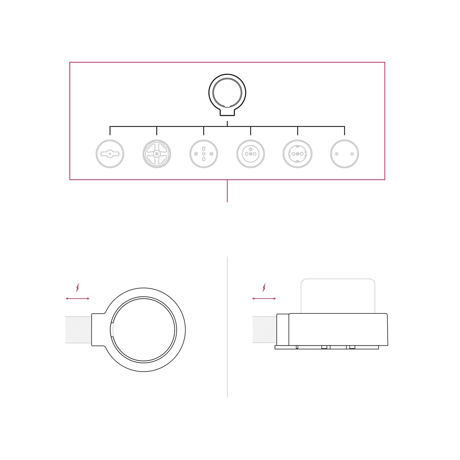 Bas i porslin för eluttag och strömbrytare/omkopplare kompatibel med Creative-Tubes - 1 till 4 uttag