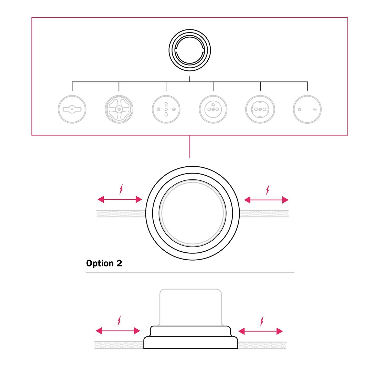 Porseleinen voet voor stopcontact en schakelaar/dimmer