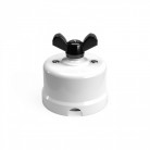 Switch/Diverter in white porcelain with butterfly nut