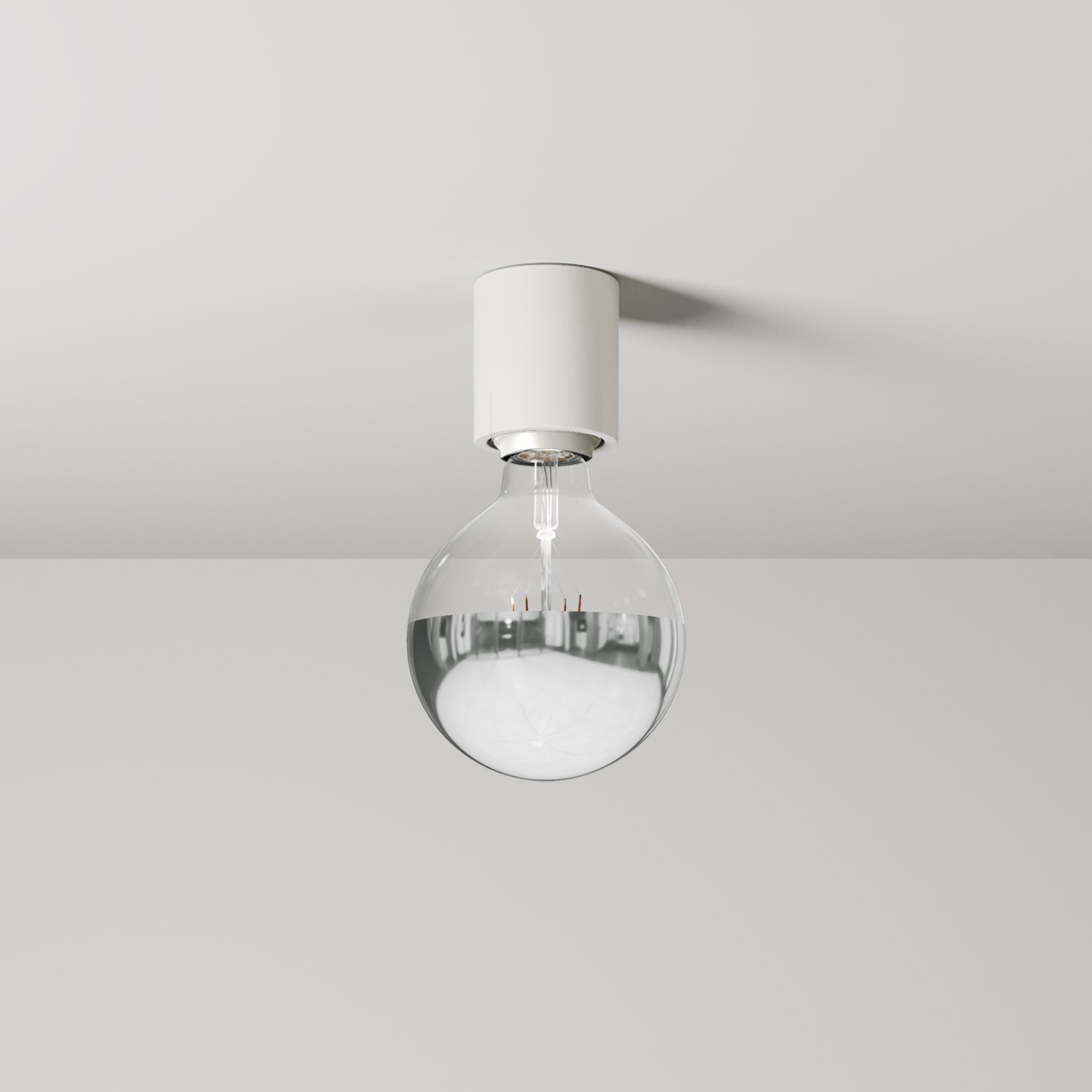 Applique with exposed light bulb and half silver sphere - IP44 Waterproof