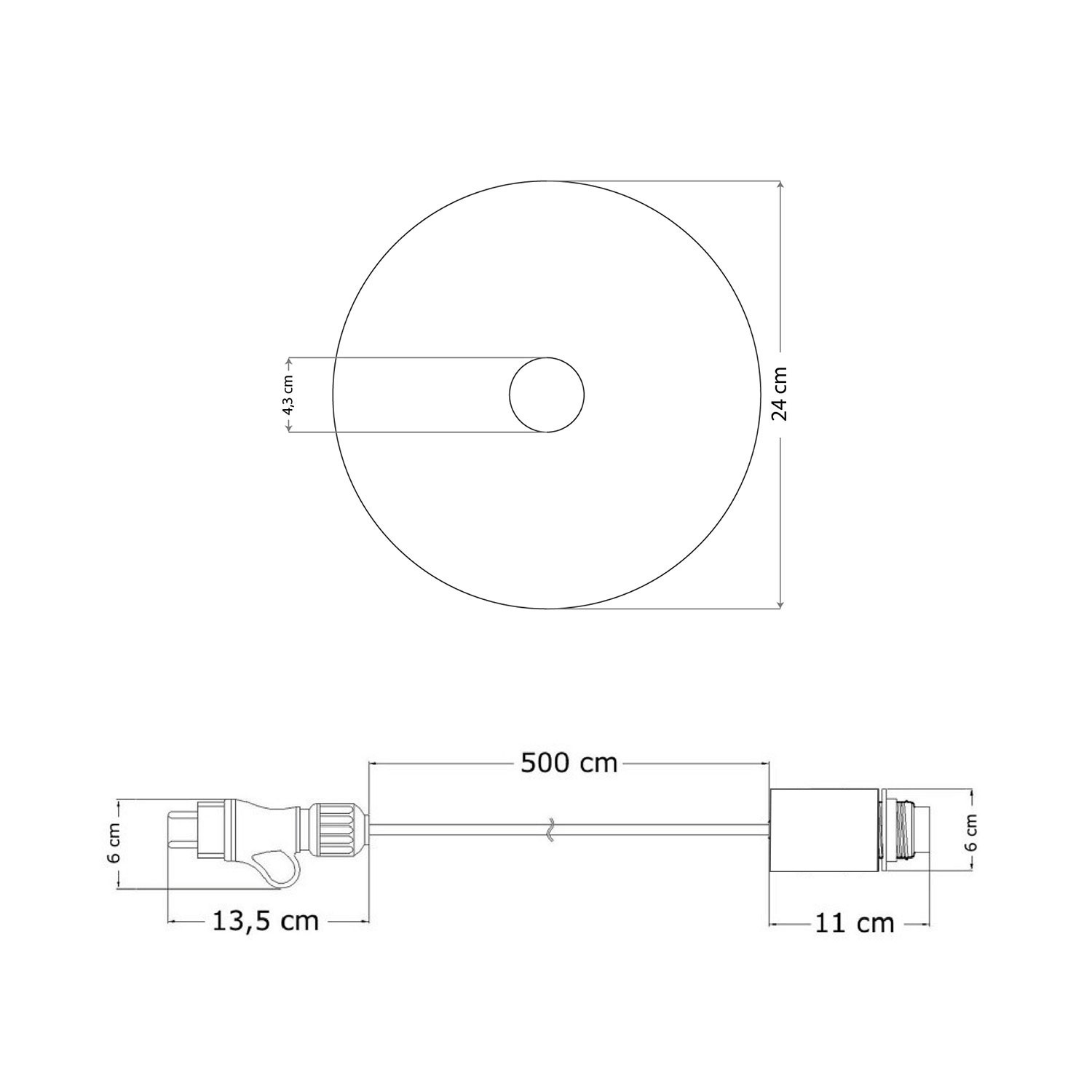 Snake Eiva com mini abajur plano Ellepì 'Maioliche', candeeiro portátil para exterior, com casquilho e ficha impermeável IP65