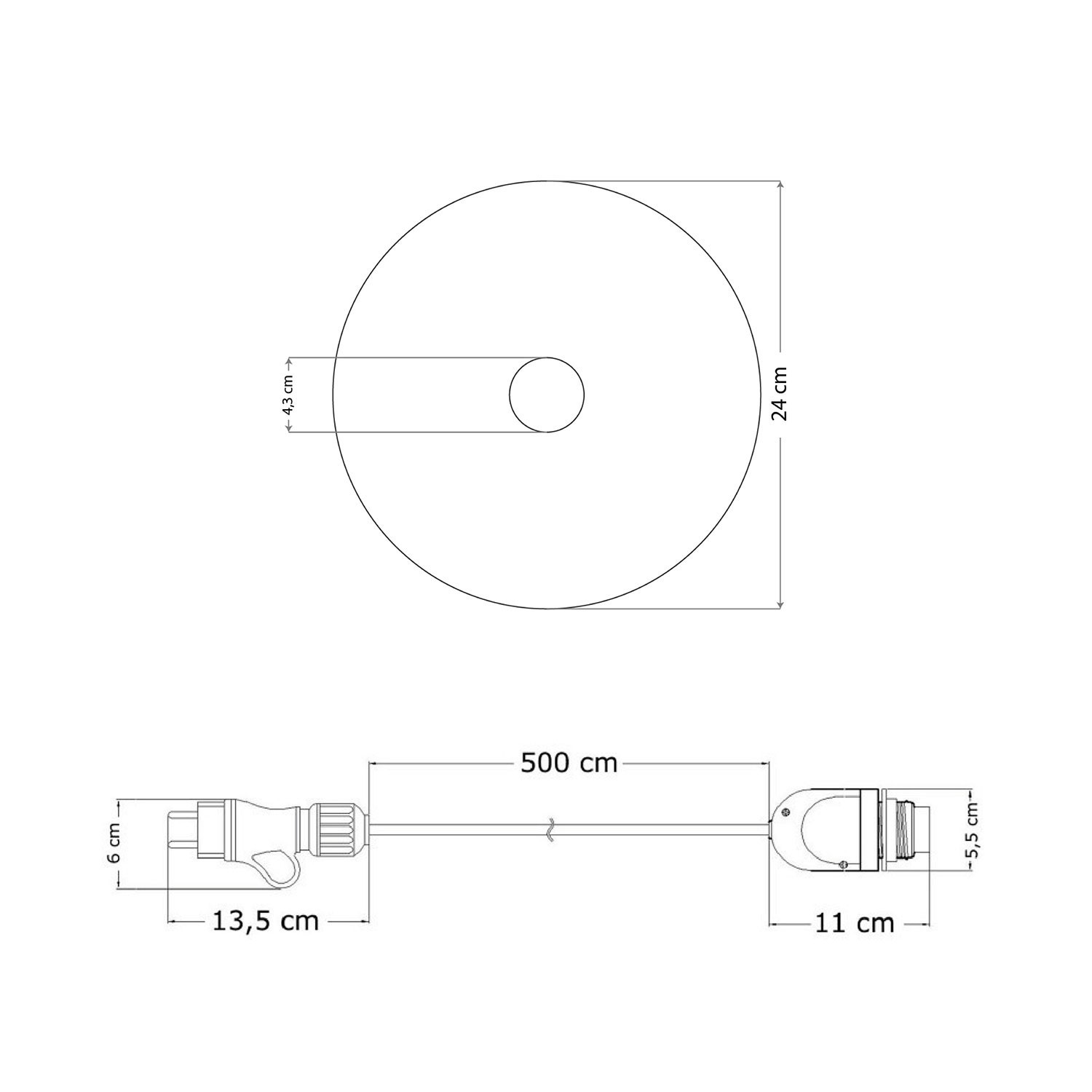 Snake Eiva com mini abajur plano Ellepì 'Maioliche', candeeiro portátil para exterior, com casquilho e ficha impermeável IP65