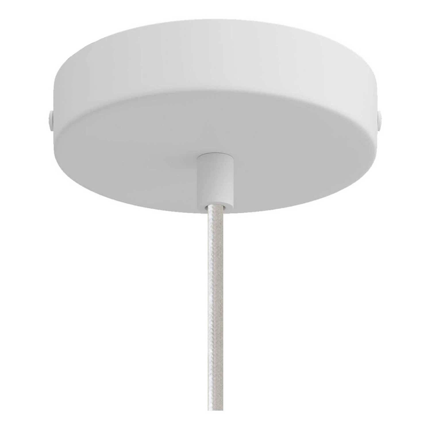 Lampa wisząca z kablem w oplocie, kloszem Tub-E14 i metalowymi elementami