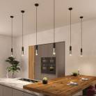 Pendant lamp complete with fabric cable and Tub-E14 double lampshade