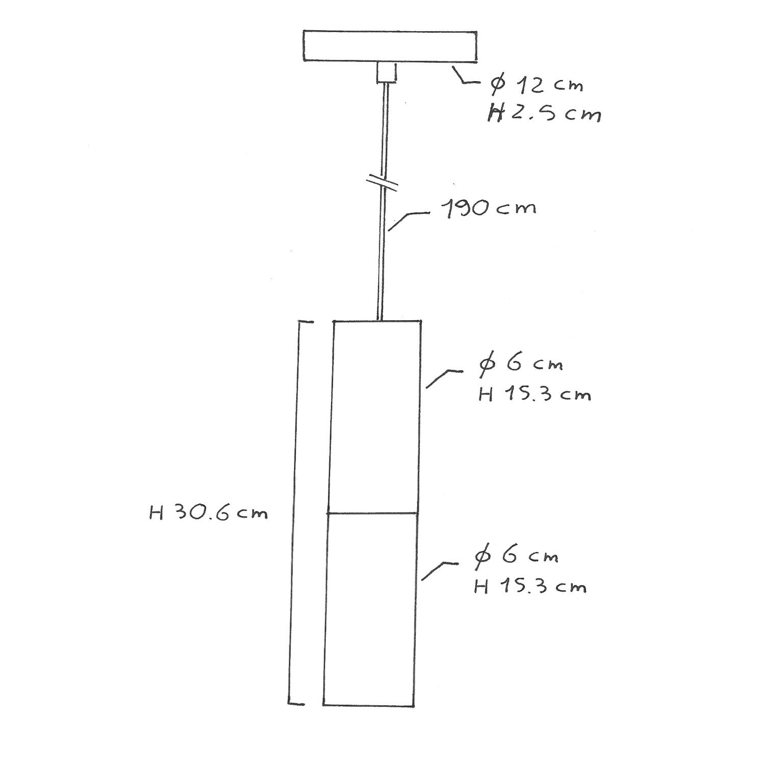 Lampadă cu pendul , completă cu cablu din material textil și abajur Tub-E14 dublu.