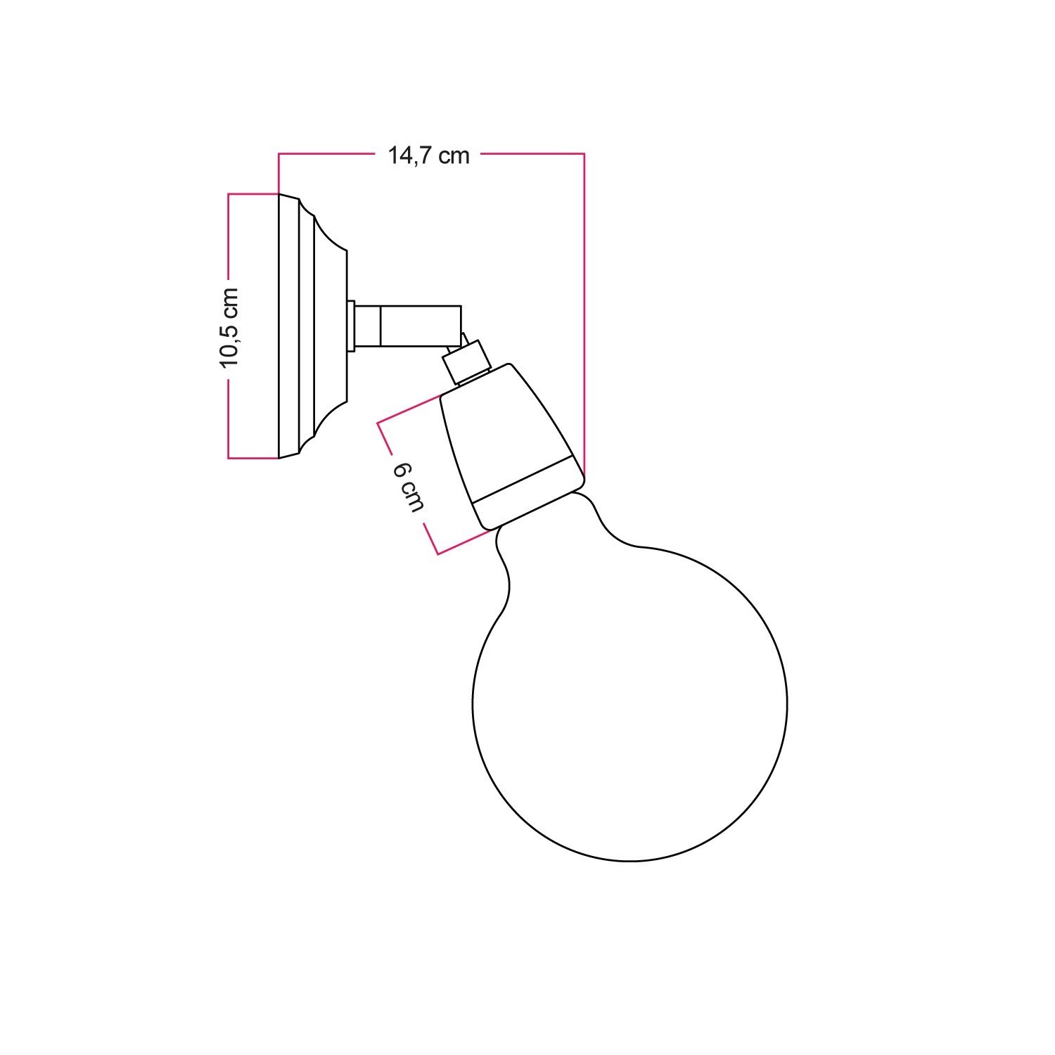 Kinkiet lampa Fermaluce Color 90°, regulowany porcelanowa lampa spłukująca