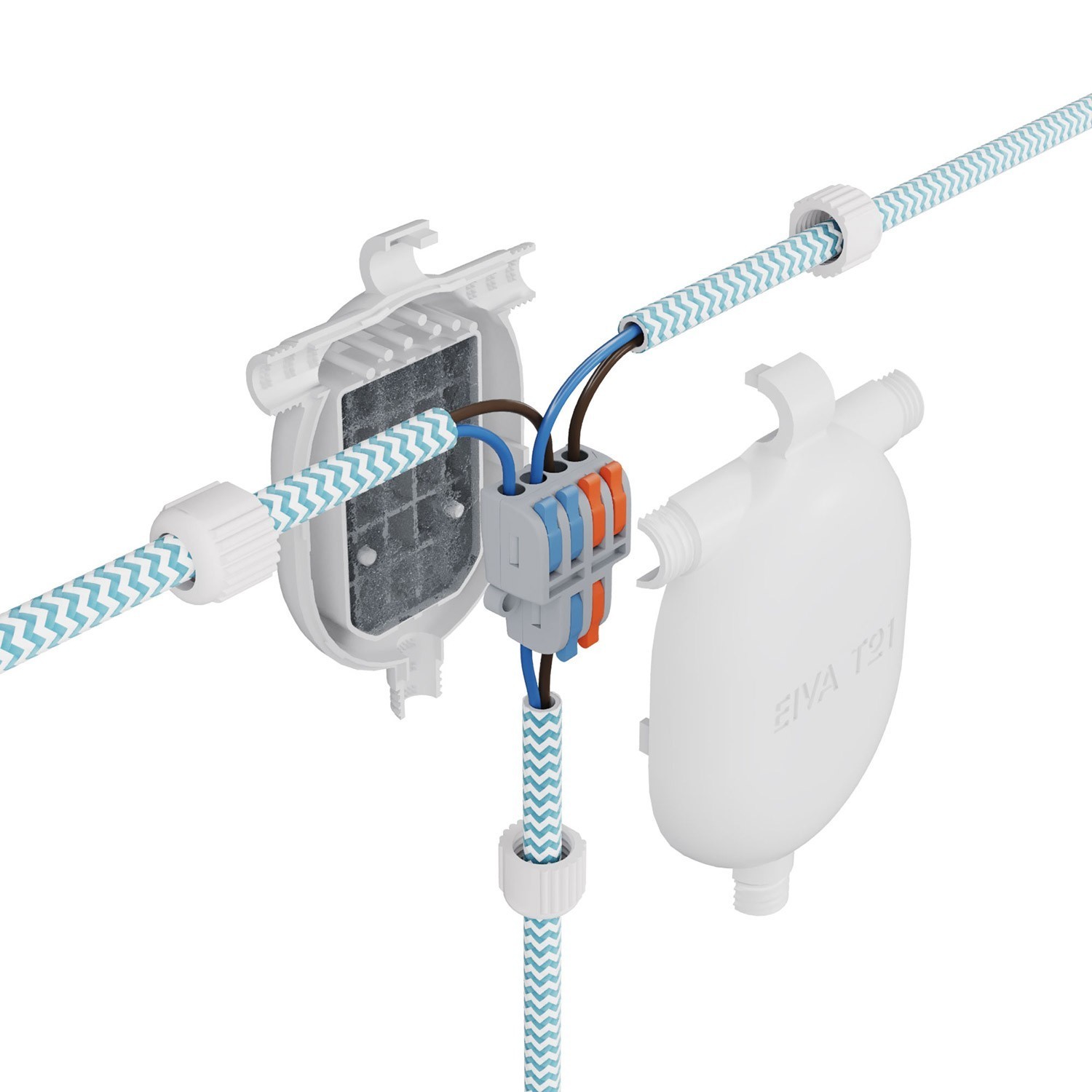 EIVA-3, junta a 3 vías para exterior IP65 a presión