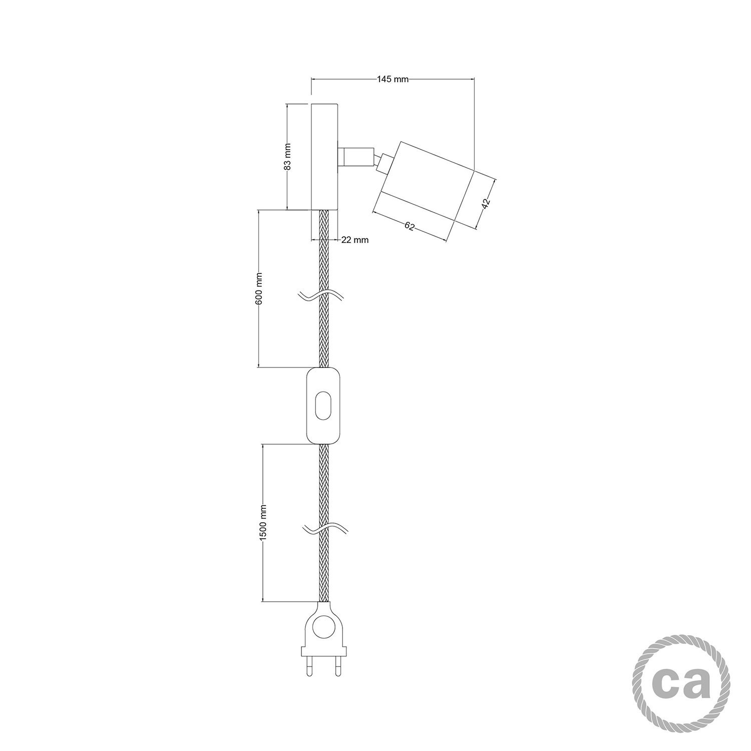 Lampa Spostaluce cu articulație din metal reglabil.