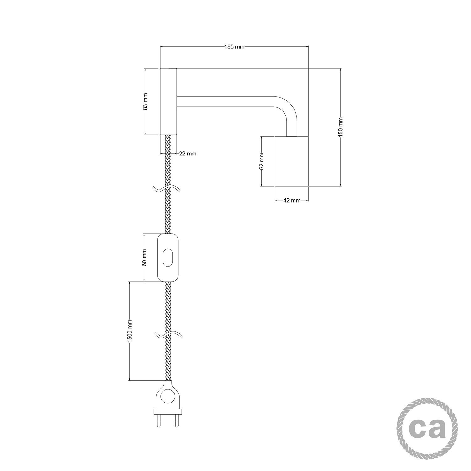 Spostaluce metalna lampa sa savijenom cijevi