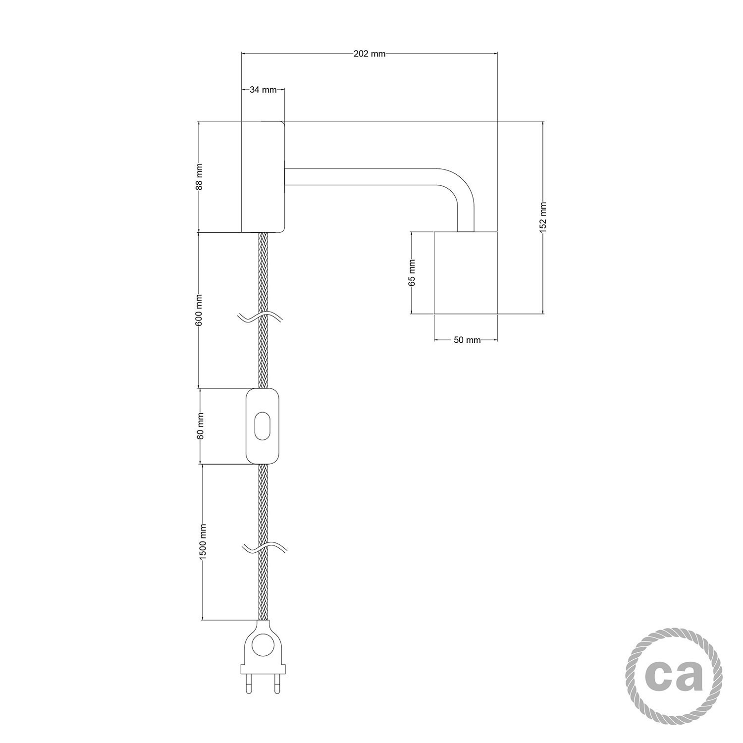 Drewniana lampa Spostaluce z ramieniem w kształcie litery "L"