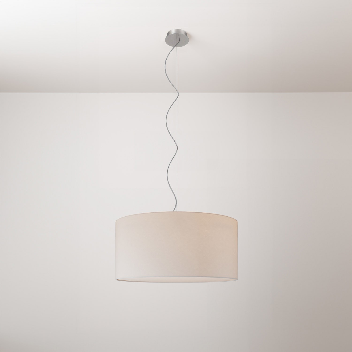 Cilindro Medium fabric pendant lamp with lampshade - Made in Italy