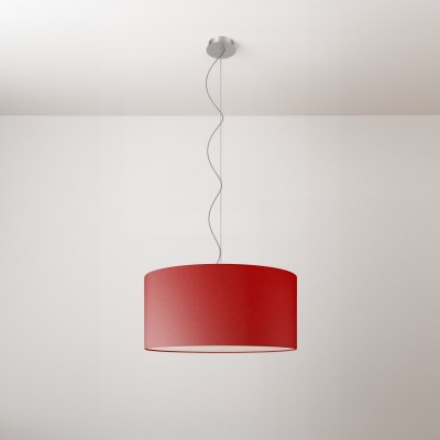 Cilindro Medium fabric pendant lamp with lampshade - Made in Italy